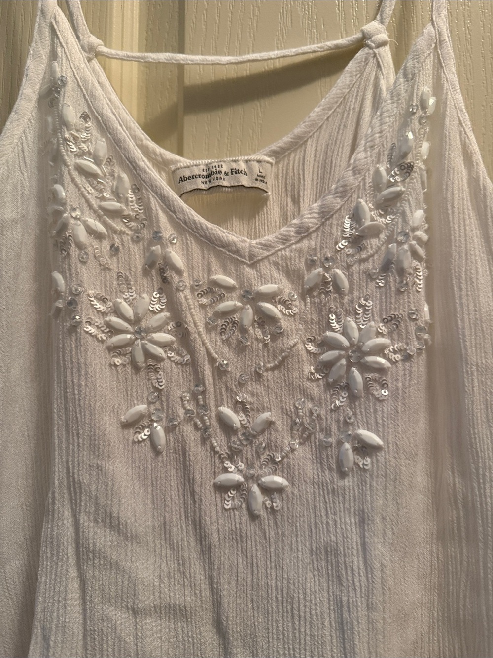 Abercrombie & Fitch White Beaded  Camisole